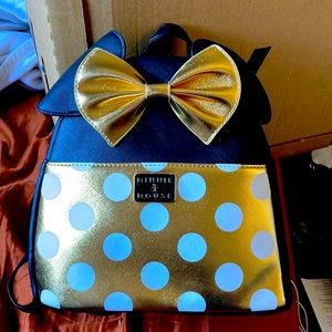 New Minnie Mouse black and gold with white polkadot